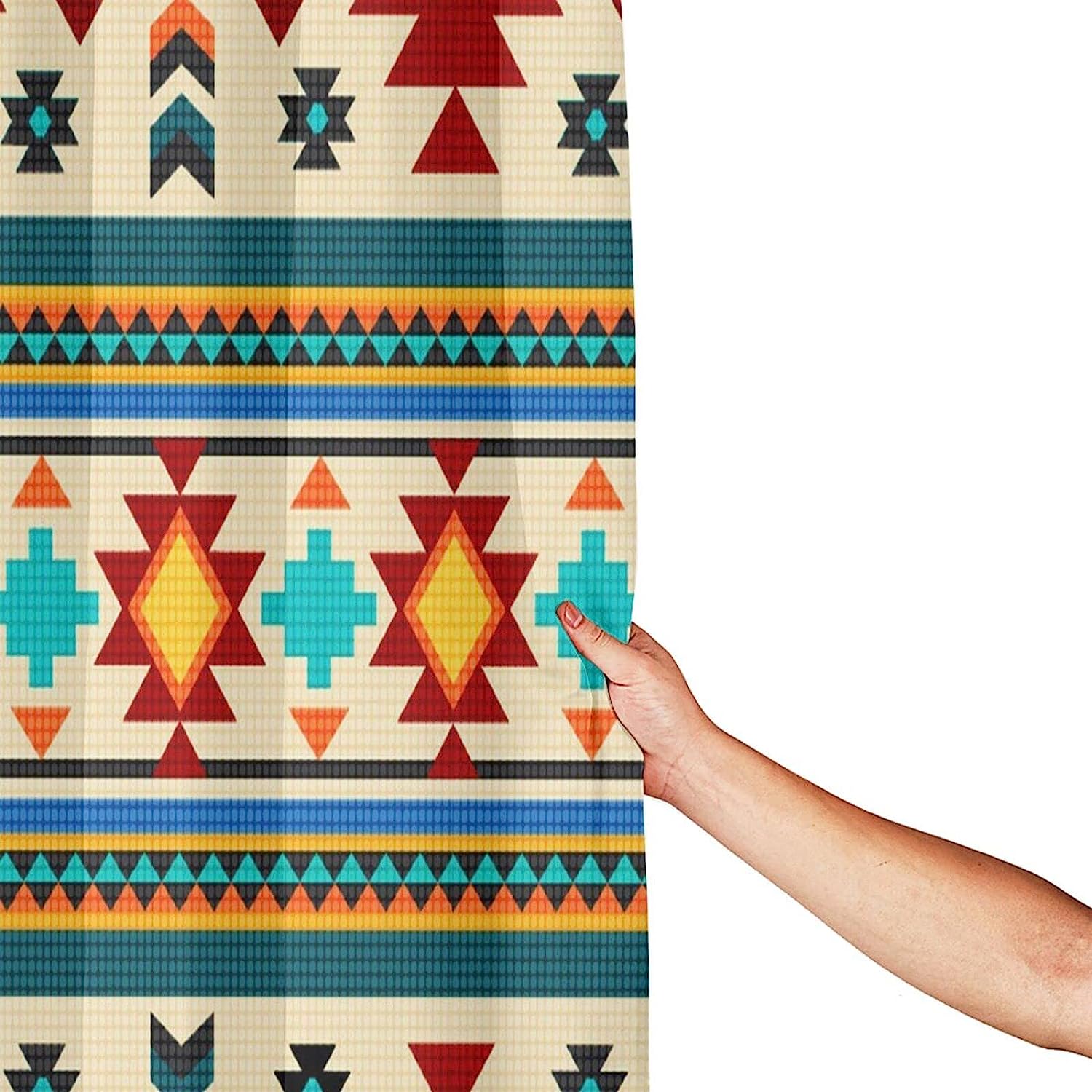 Tribal Native American Indian Pattern Shower Curtain For Ethnic Bathroom Decor.