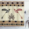Tribal Pattern Art Print Shower Curtain with Image of Bamboo and Hummingbirds by Ikfashoni 