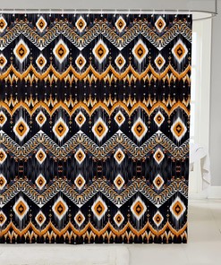 Tribal Shower Stall Curtain Set For Kids Boys And Girls With Boho Geometric Stripes