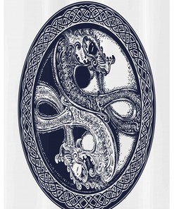 Tribal Sketch Celtic Dragon Shower Curtain With Stable Design