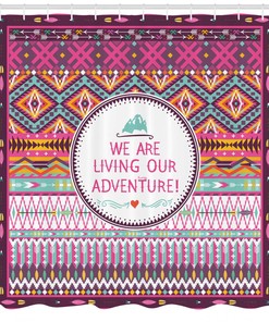 Tribal Striped Geometric Print Ethnic Shower Curtain For Chic Bathroom Decor