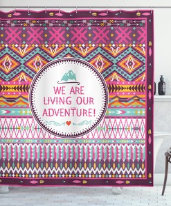 Tribal Striped Geometric Print Ethnic Shower Curtain For Chic Bathroom Decor