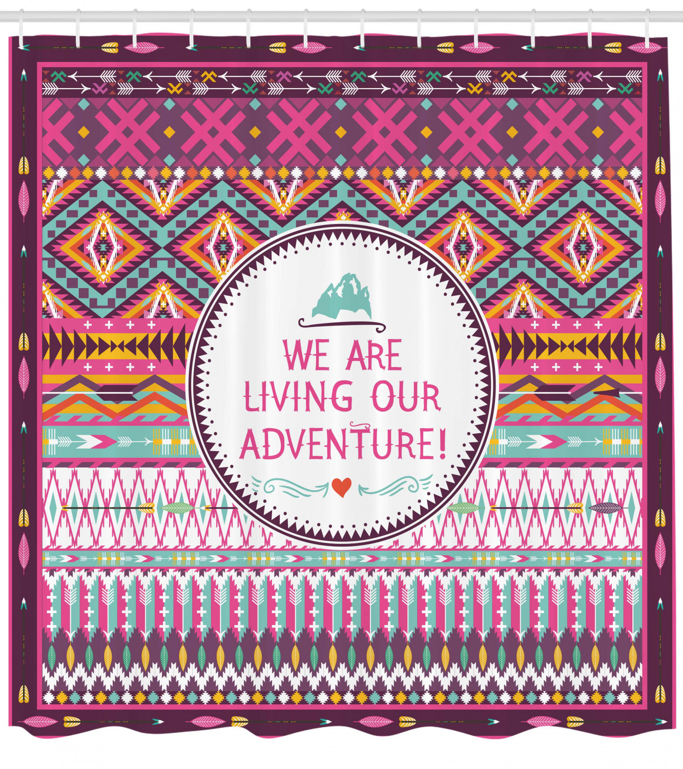 Tribal Striped Geometric Print Ethnic Shower Curtain For Chic Bathroom Decor