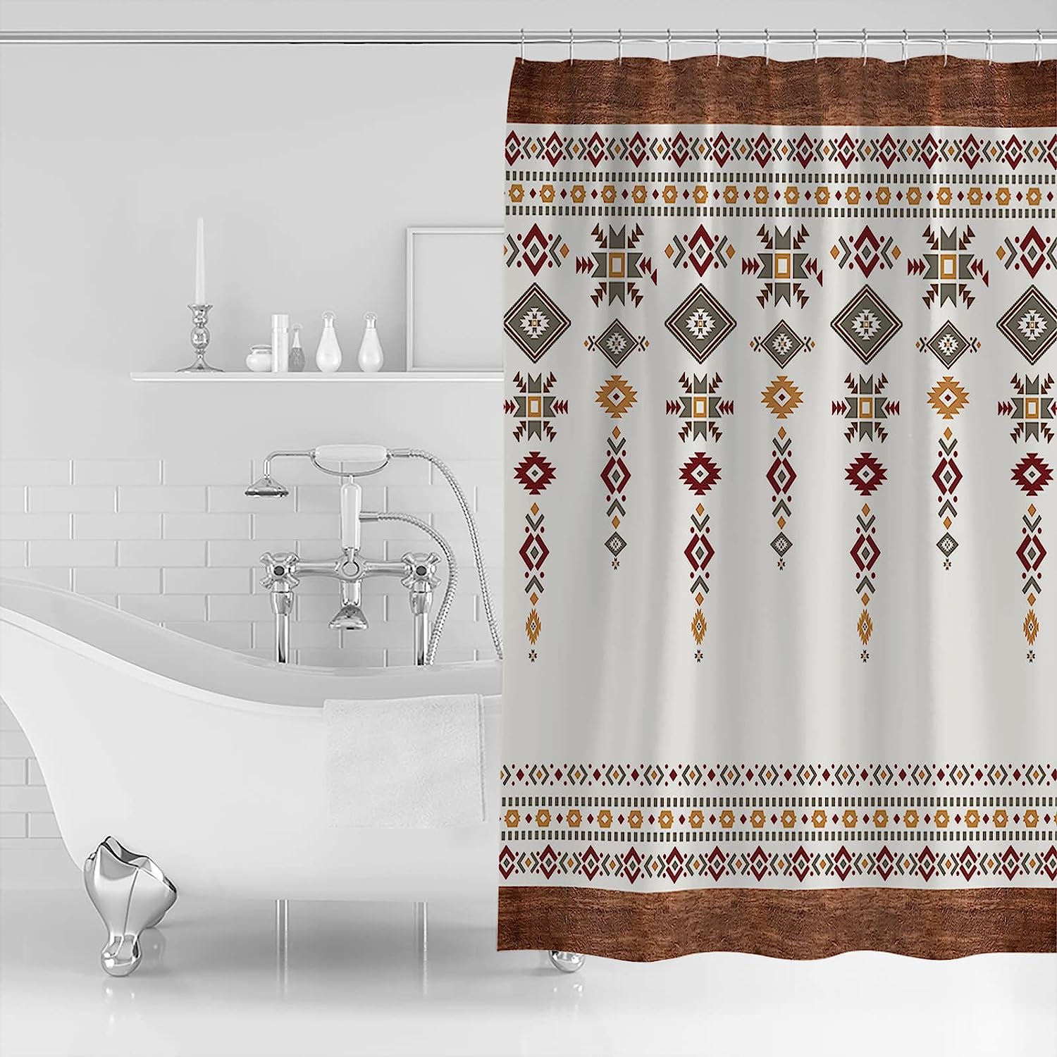 Tribal Totem Boho Shower Curtain, Native American Bathroom Decor