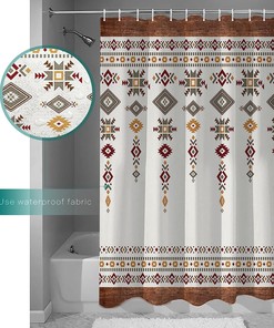 Tribal Totem Boho Shower Curtain, Native American Bathroom Decor