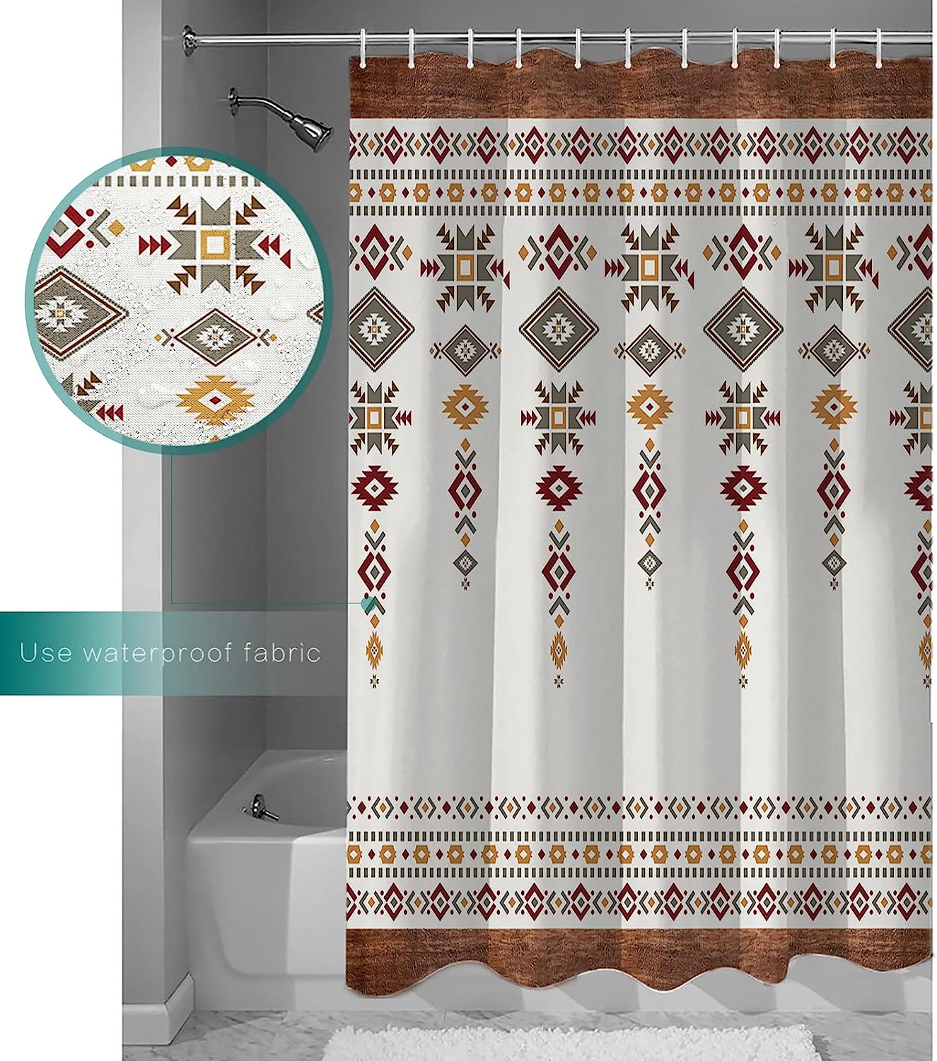 Tribal Totem Boho Shower Curtain, Native American Bathroom Decor
