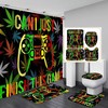 Trippy Gamer Vintage Shower Curtain with Hippie Cannabis Leaf Psychedelic Marijuana Weed - Gaming Bathroom Decor