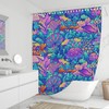 Trippy Magic Mushroom Shower Curtain with Funky Design - Cute and Psychedelic Mushroom Print in Pink and Blue. 