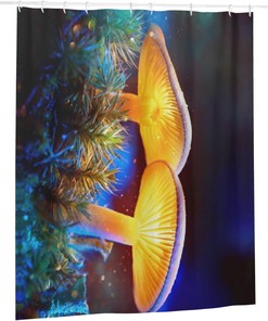 Trippy Mushroom Shower Curtain with 3D Print for Bathroom Decor