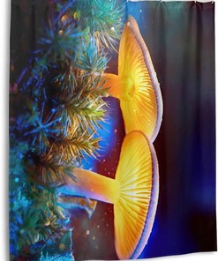 Trippy Mushroom Shower Curtain with 3D Print for Bathroom Decor