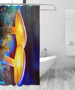Trippy Mushroom Shower Curtain with 3D Print for Bathroom Decor
