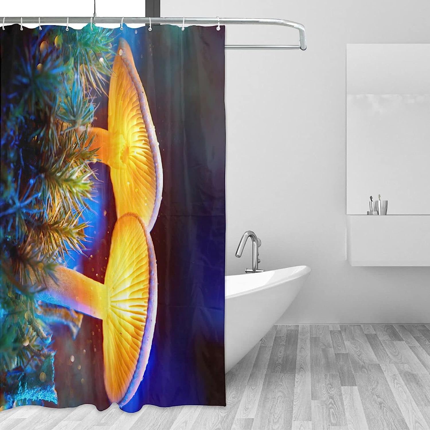 Trippy Mushroom Shower Curtain with 3D Print for Bathroom Decor