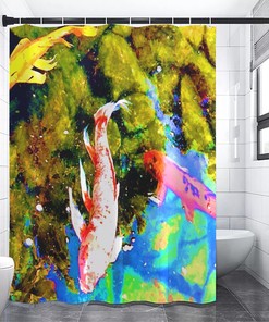 Trippy Pink Koi Fish Shower Curtain, Perfect for Japanese Bathroom Decor