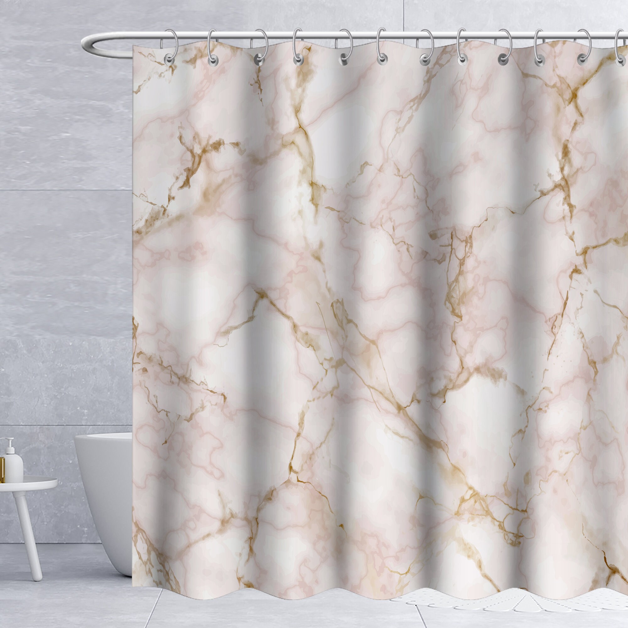 Trippy Pink Marble Pattern Shower Curtain for a Unique and Modern Bathroom