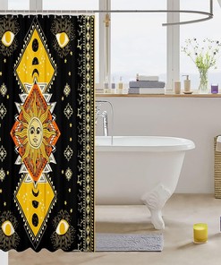 Trippy Sun Moon Stars Shower Curtain for a kid's Bathroom