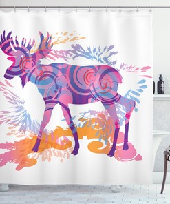 Trippy Vivid Deer Print Shower Curtain For An Eclectic Bathroom
