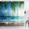 Tropic Hawaiian Palms Ocean Print Shower Curtain for Bathroom Decor