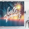 Tropic Paradise Beach Print Palm Tree Shower Curtain for Tropical Bathroom Decor