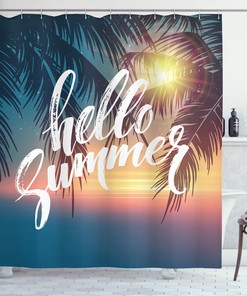 Tropic Paradise Beach Print Palm Tree Shower Curtain for Tropical Bathroom Decor