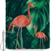Tropic Plant Banana Palm Leaves Shower Curtain - Flamingo Waterproof Fabric Bathroom Decor with Painting Design
