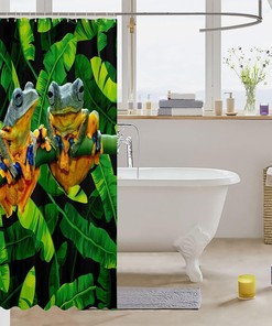 Tropical Amphibian Frog Bathroom Shower Curtain With Tropical Leaves - Add Some Greenery To Your Home Decor