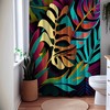 Tropical Art Deco Floral Chic Shower Curtain, perfect Housewarming Gift with Bathroom Theme