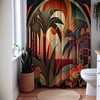 Tropical Art Deco Floral Chic Shower Curtain, perfect Housewarming Gift with Bathroom Theme 