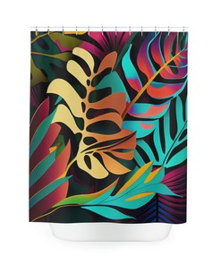 Tropical Art Deco Floral Chic Shower Curtain, perfect Housewarming Gift with Bathroom Theme