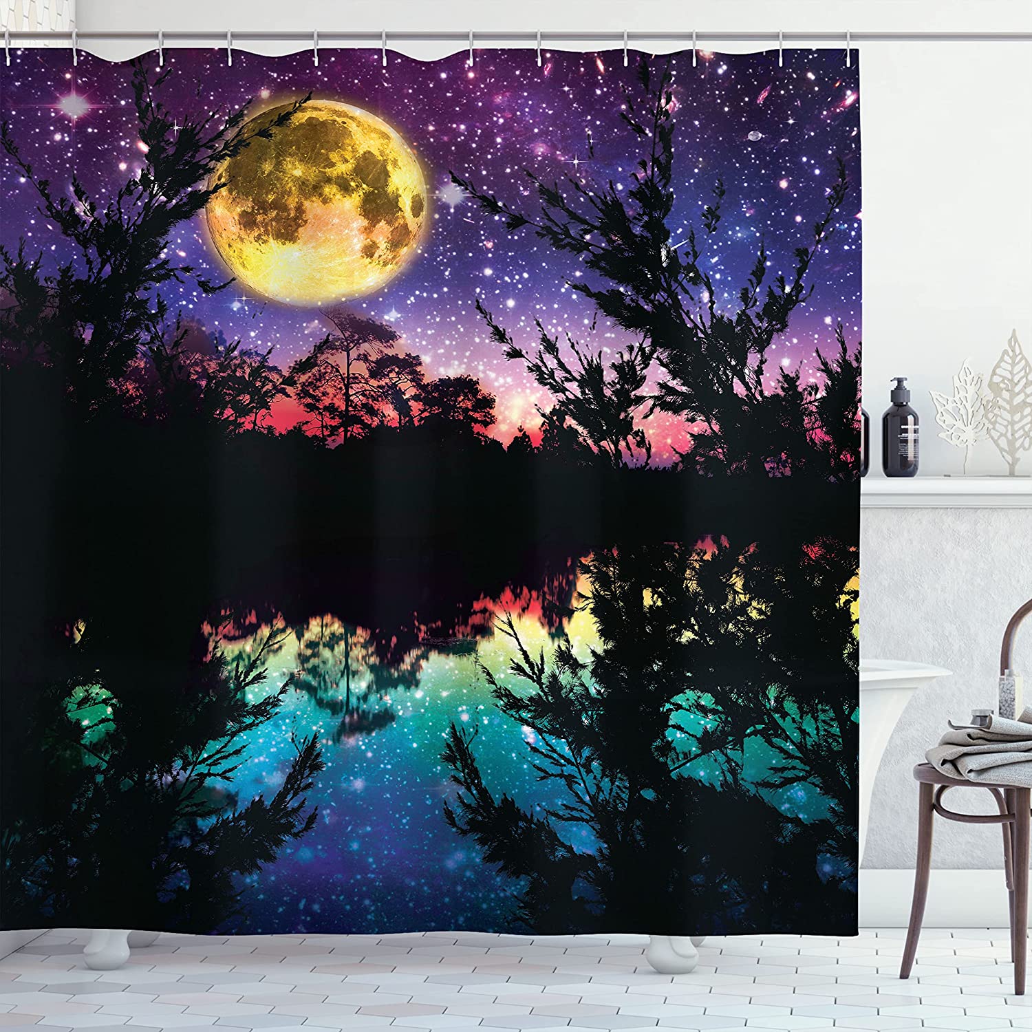 Tropical Banana Forest Palm Tree Leaves Watercolor Design Leaf Shower Curtain - Cloth Fabric Bathroom Decor