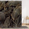 Tropical Banana Leaf Shower Curtain - Black Brown Copper Palm Tree Plants Design
