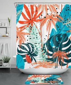 Tropical Banana Leaf Shower Curtain - Colorful Bathroom Accessory