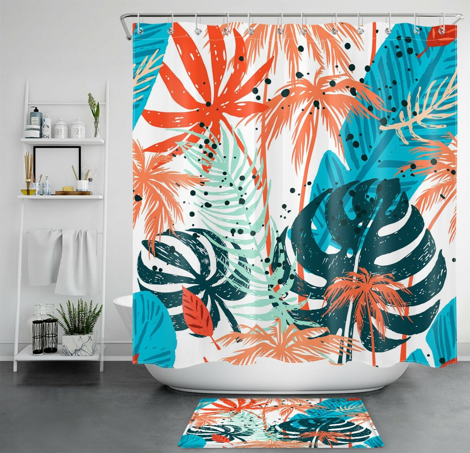 Tropical Banana Leaf Shower Curtain - Colorful Bathroom Accessory