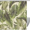 Tropical Banana Leaves Palm Tree Print Fabric Shower Curtain for Exotic Bathroom Decor