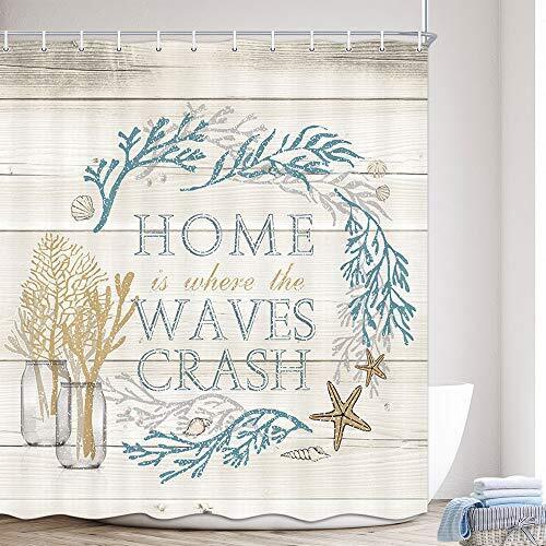 Tropical Bathroom Accessory - Starfish Shell Beach Shower Curtain