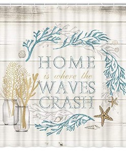 Tropical Bathroom Accessory - Starfish Shell Beach Shower Curtain