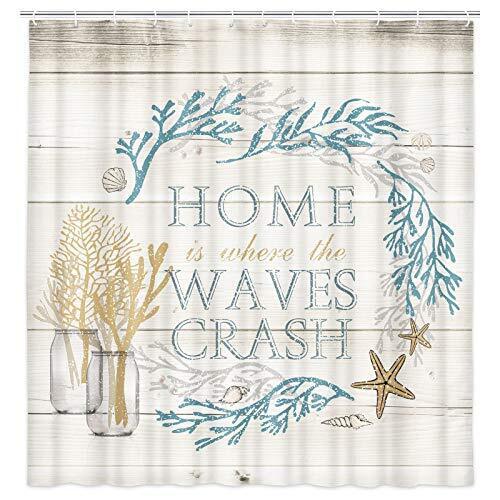 Tropical Bathroom Accessory - Starfish Shell Beach Shower Curtain