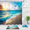 Tropical Beach Blue Sea Sunset Waterproof Fabric Shower Curtain for the Ultimate Beach Escape
