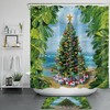 Tropical Beach Christmas Tree Shower Curtain For A Sunny Christmas Bathroom
