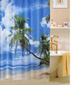 Tropical Beach Fabric Shower Curtain for Summer Vibes in the Bathroom