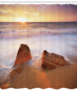 Tropical Beach Image Print Seascape Shower Curtain in Hawaii