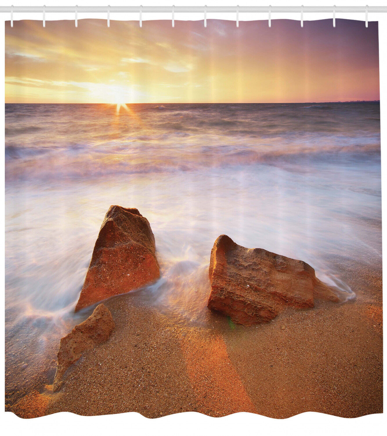 Tropical Beach Image Print Seascape Shower Curtain in Hawaii