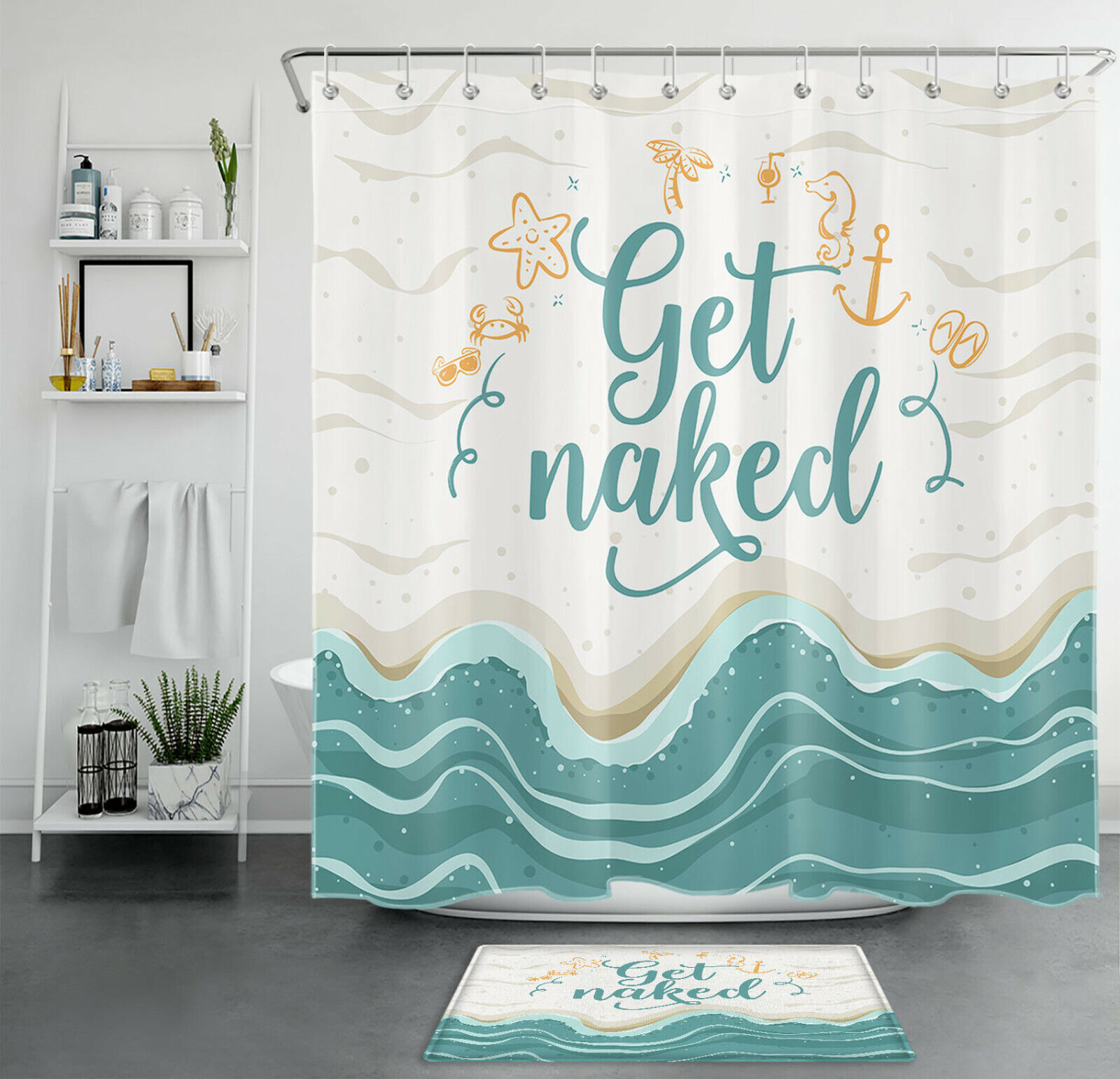 Tropical Beach Print Shower Curtain For Summer Vibes