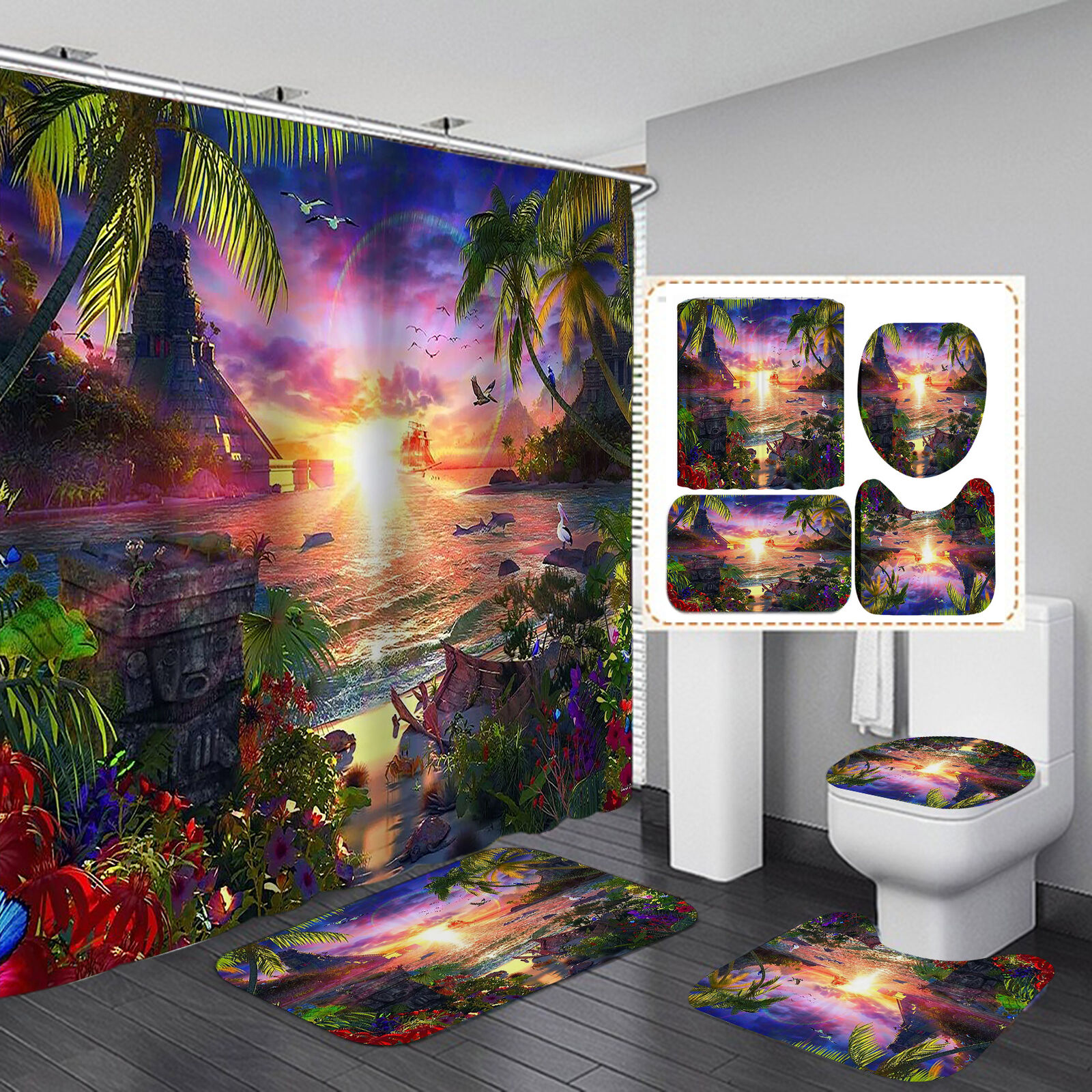 Tropical Beach Sunshine Shower Curtain For A Happy Bathroom Experience
