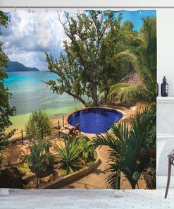 Tropical Beach Vacation Picture Shower Curtain 