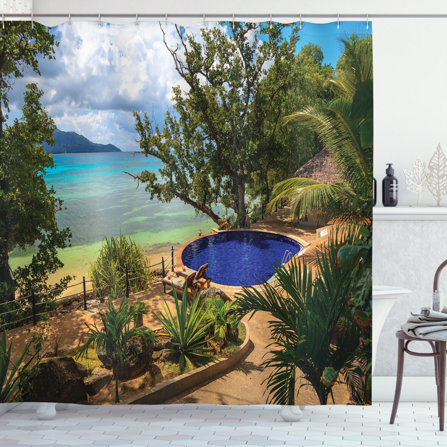 Tropical Beach Vacation Picture Shower Curtain