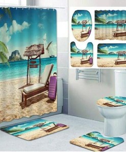 Tropical Beach Waterproof Shower Curtain For Beautiful And Relaxing Bathroom Decor