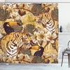Tropical Bengal Toucan Tiger Shower Curtain for Exotic Bathroom Decor
