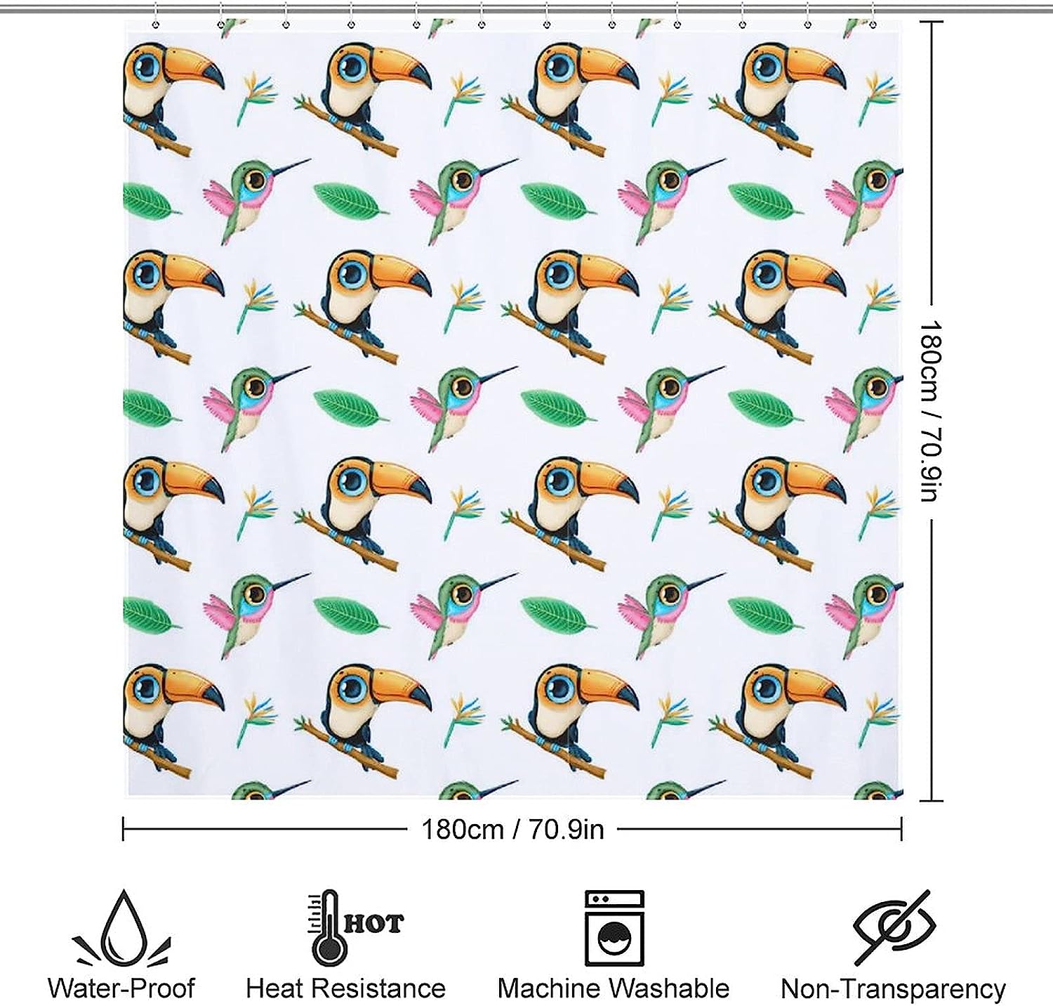 Tropical Bird Shower Curtain For Exotic And Colorful Bathroom Decor - Image 2