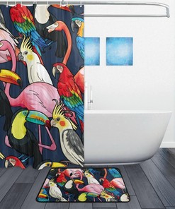 Tropical Birds Flamingo Parrot Shower Curtain Ideas, Waterproof Fabric