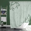 Tropical Blue Green Leaves Shower Curtain Simple Botanical Fabric Print for Minimalist Bath Decor with Housewarming Gift